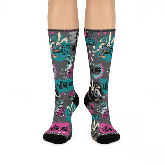 Blink 182 Socks Mark Blinked Unisex Adult Stretchy Mid Calf Original