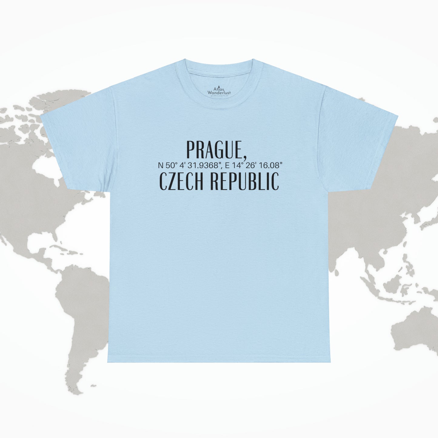 Prague Czech Republic Coordinates T-Shirt, Praha Tee