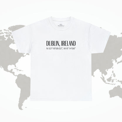 Dublin Ireland Coordinates T-Shirt, Modern Irish Tee