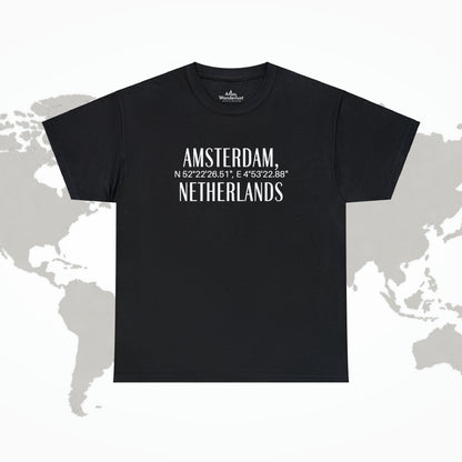 Amsterdam Netherlands Coordinates T-Shirt, Modern Holland Tee