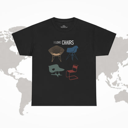 I Love Chairs T-Shirt, MCM Furniture Tee Iconic Designs