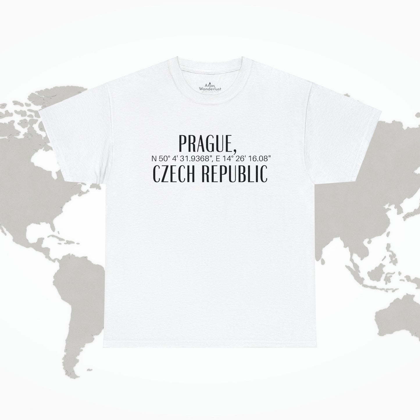 Prague Czech Republic Coordinates T-Shirt, Praha Tee