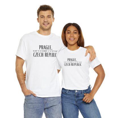 Prague Czech Republic Coordinates T-Shirt, Praha Tee