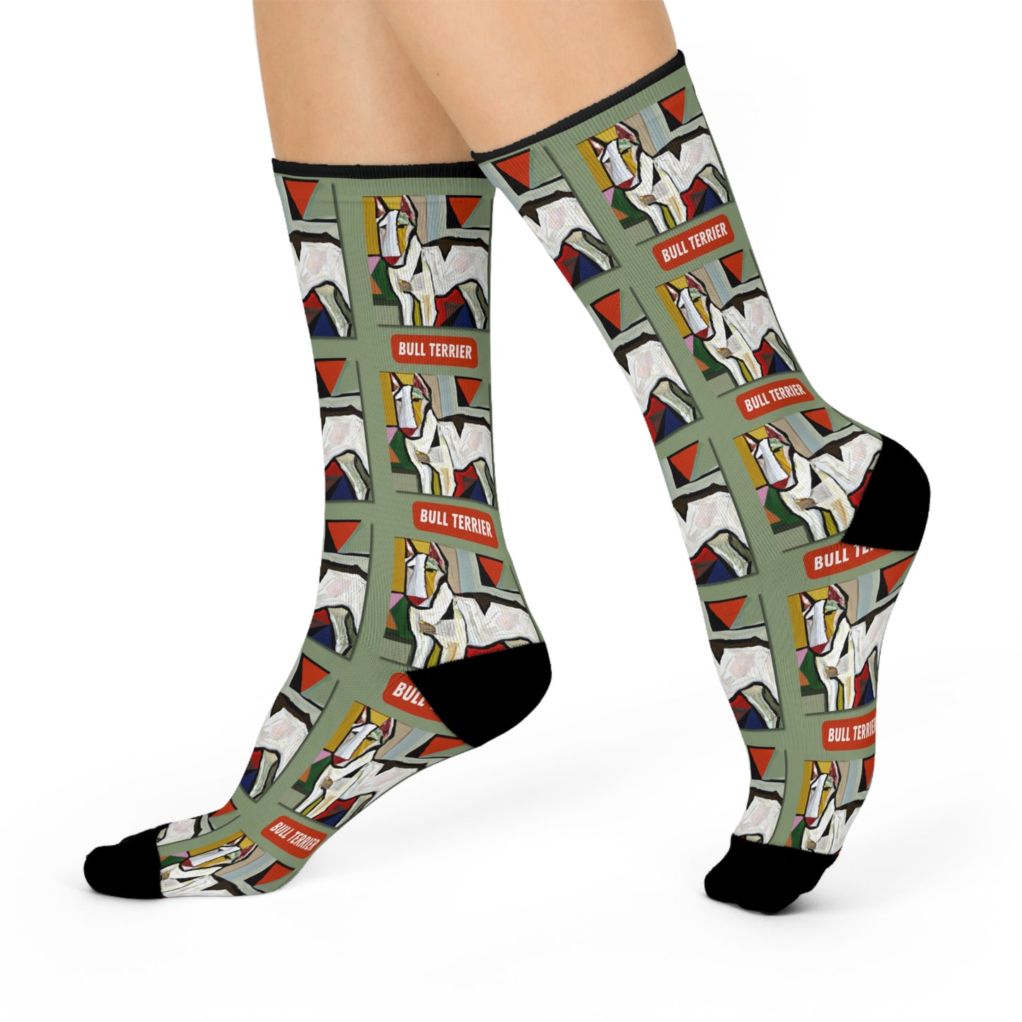 Bull Terrier Socks Picasso Style Unisex Adult Stretchy Mid Calf Original