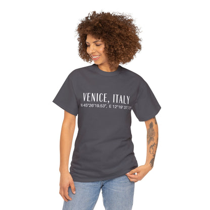 Venice Italy Coordinates T-Shirt, Modern Italian Tee