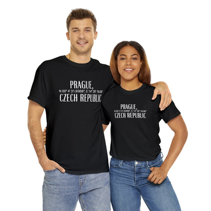 Prague Czech Republic Coordinates T-Shirt, Praha Tee