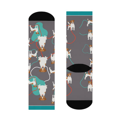 Jack Russel Terrier Crew Socks! Unisex Mid Calf Crew Colorful Trendy Stretchy