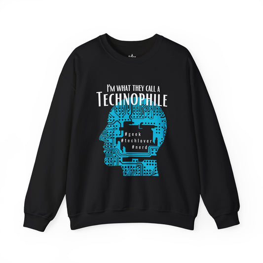 Technophile Sweatshirt Crew Neck Unisex Black Original