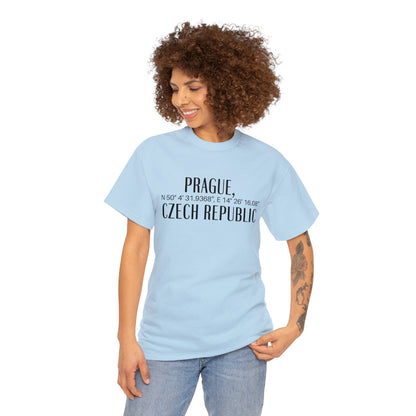 Prague Czech Republic Coordinates T-Shirt, Praha Tee