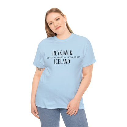 Reykjavik Iceland Coordinates T-Shirt, Modern Travel Tee