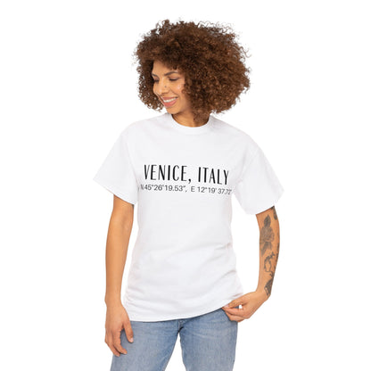 Venice Italy Coordinates T-Shirt, Modern Italian Tee