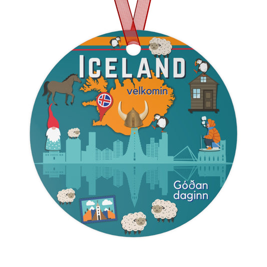 Iceland Ornament | Double Sided Keepsake Gift | Icelandic Horse Ice Fishing Souvenir Glossy