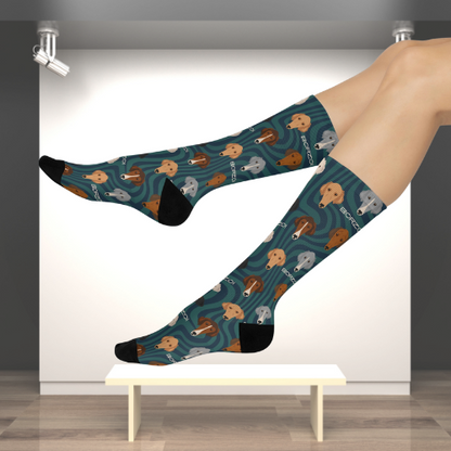 Borzoi socks swirl background modern faces