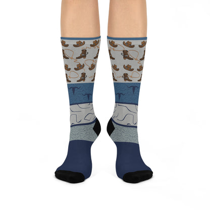 Cowboy Socks Rancher Unisex Adult Stretchy Mid Calf Original