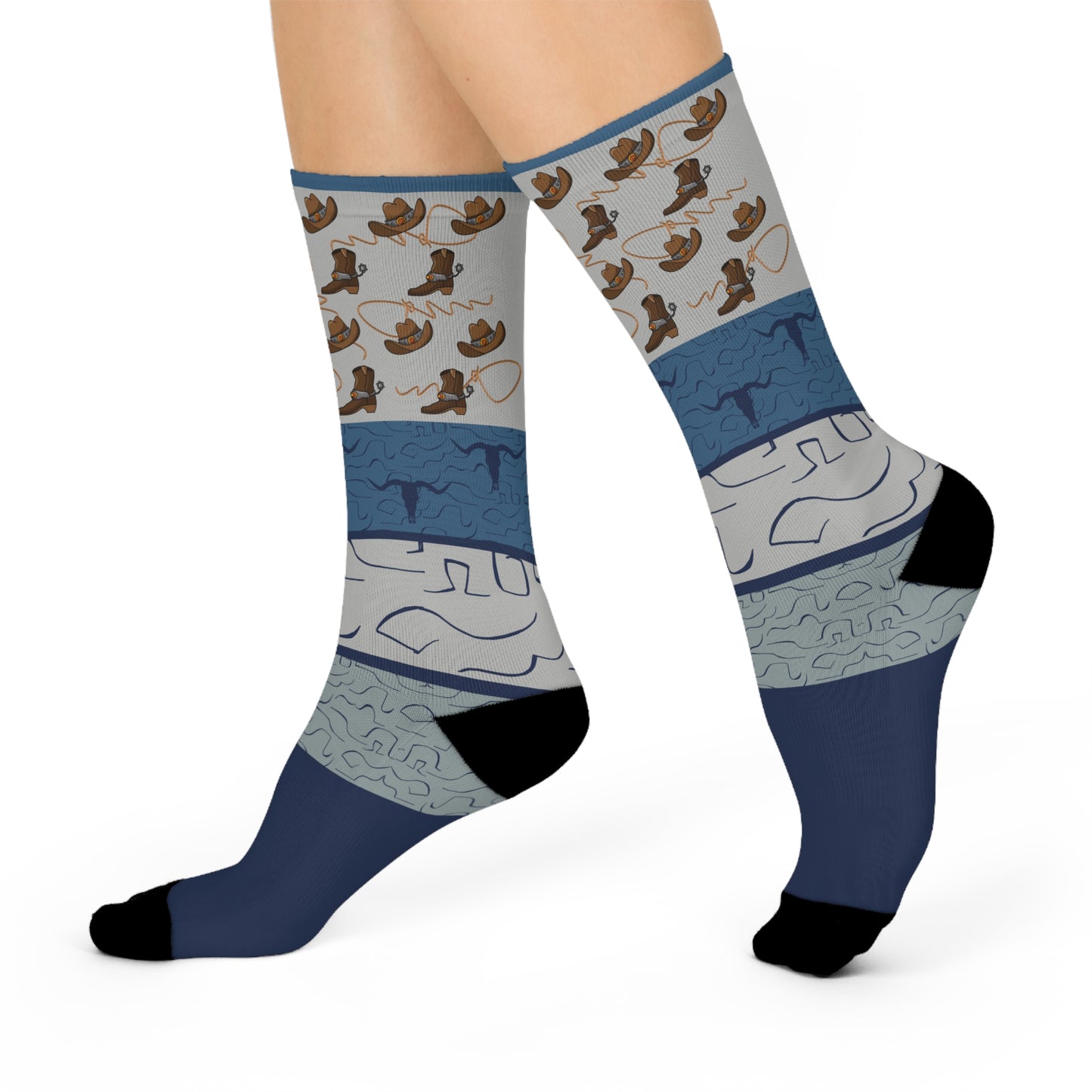 Cowboy Socks Rancher Unisex Adult Stretchy Mid Calf Original