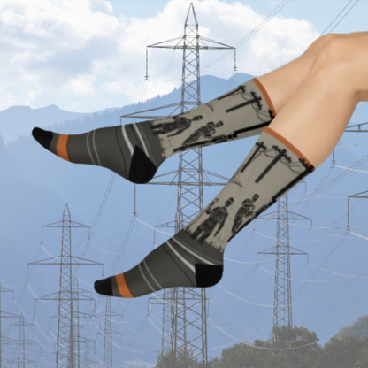 Electrician Socks Power Lines Unisex Adult Stretchy Mid Calf Original