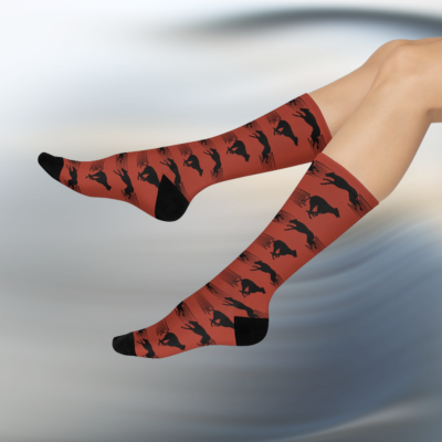 Greyhound Whippet Socks Burnt Orange Unisex Adult Stretchy Mid Calf Original