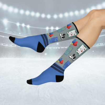 Air Hockey Game Night Socks Unisex Adult Stretchy Mid Calf Original
