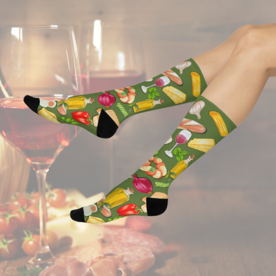 Italian Food Socks Mama Mia Unisex Adult Stretchy Mid Calf Original