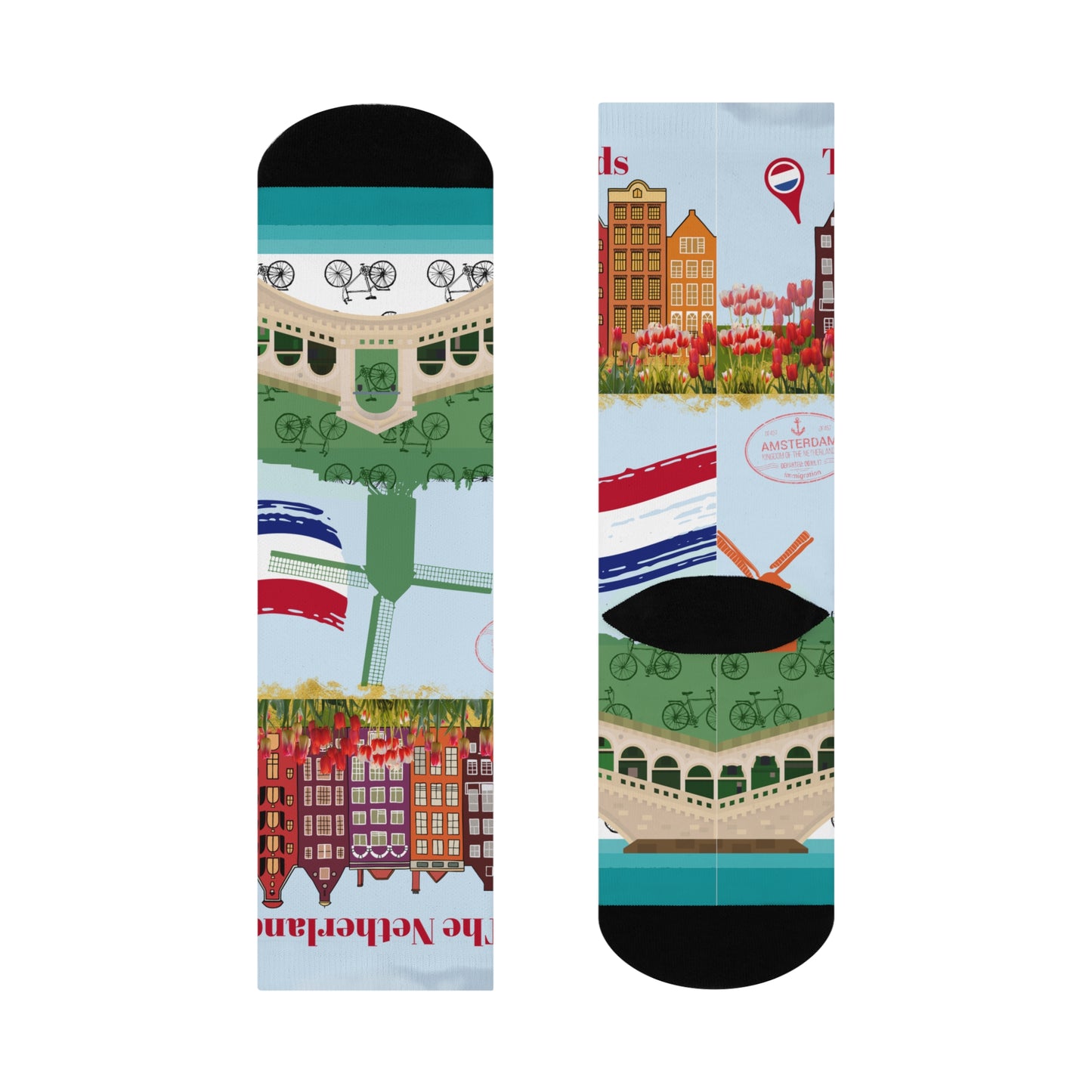 Netherlands socks flat view landmarks canals left