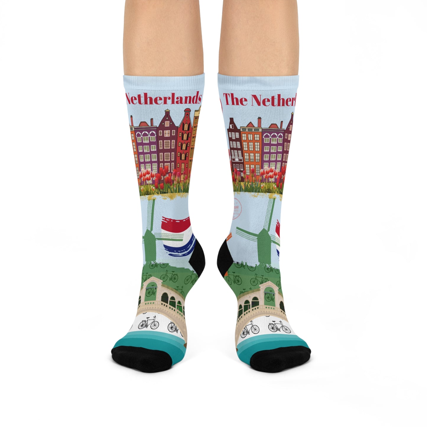 Netherlands socks landmarks canals front view