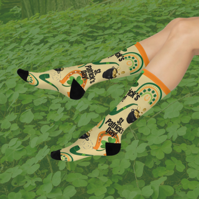 St. Patrick’s Day Socks Pot of Gold Unisex Adult Stretchy Mid Calf Original