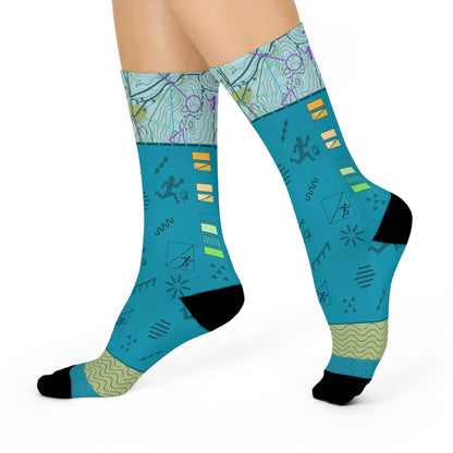Orienteering Socks Map Symbols Unisex Adult Stretchy Mid Calf Original