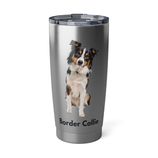 Border Collie 20 oz tumbler, stainless steel, practical drink carrier, fits in car drink holder - The Dapper Dogg