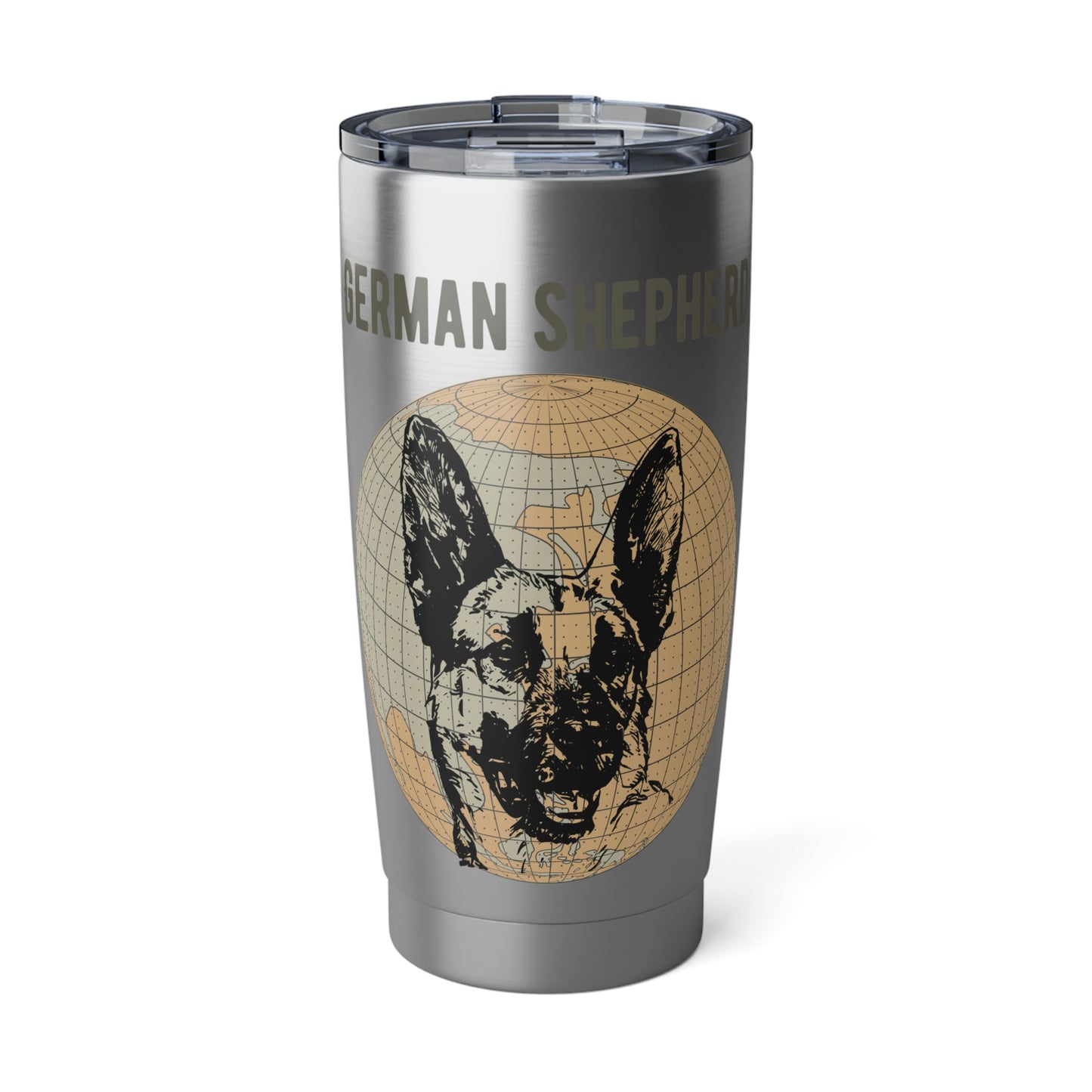 German Shepherd Tumbler, Old-World Map, 20 oz Stainless Steel