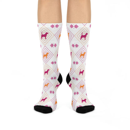 Colorful Beagle Socks - Pink Orange Dog Socks