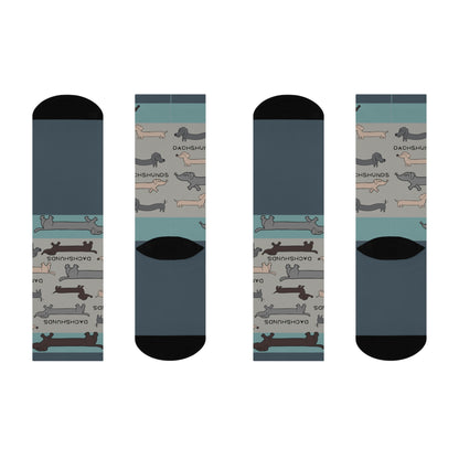 Dachshund Socks, Blue Griege