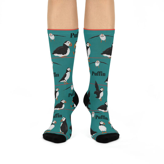Puffin Socks Atlantic Seabirds Unisex Adult Stretchy Mid Calf Original