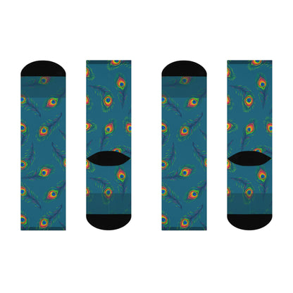 Peacock Socks Paisley Unisex Adult Stretchy Mid Calf Original