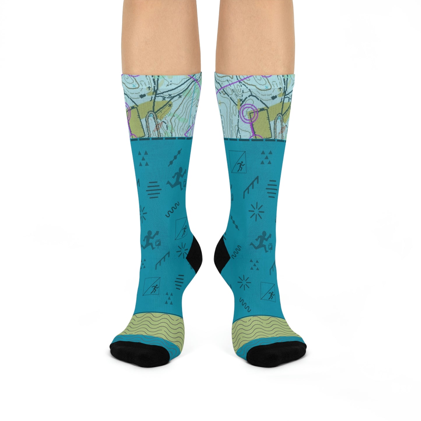 Orienteering Socks Map Symbols Unisex Adult Stretchy Mid Calf Original