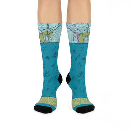 Orienteering Socks Map Symbols Unisex Adult Stretchy Mid Calf Original