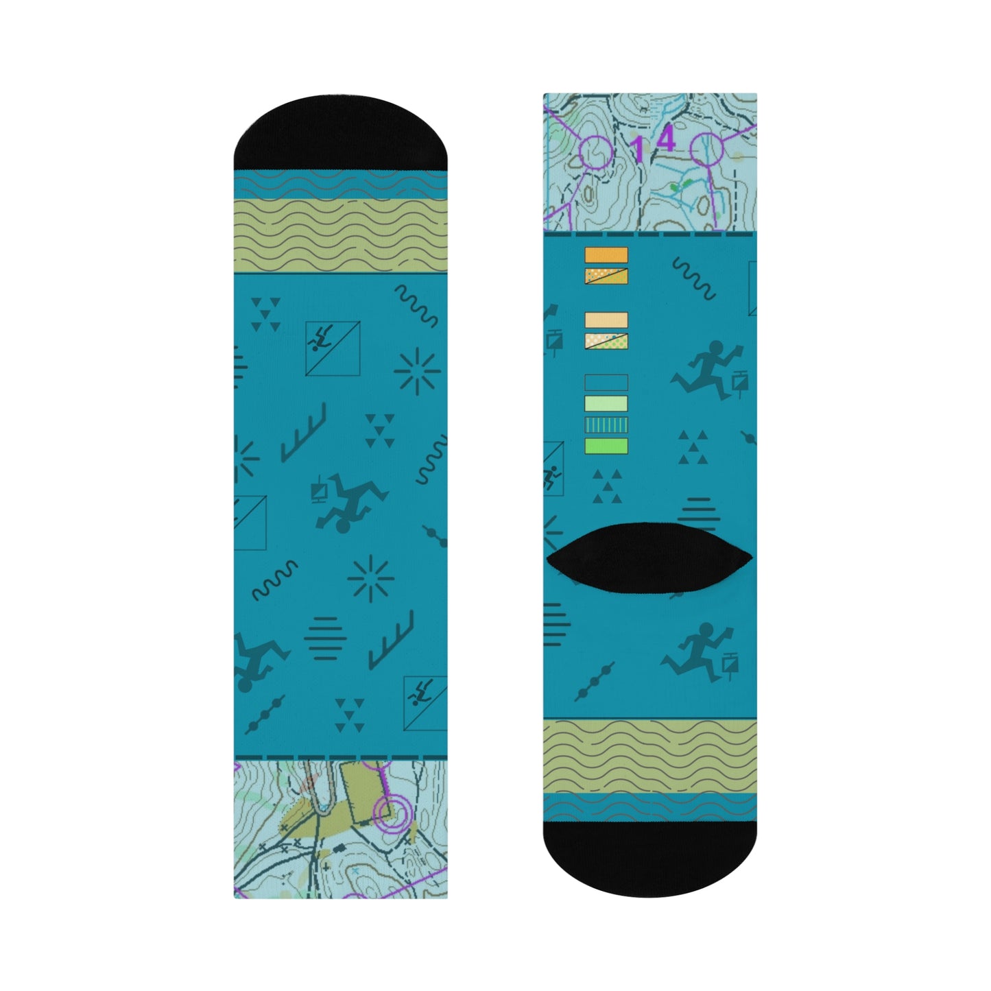 Orienteering Socks Map Symbols Unisex Adult Stretchy Mid Calf Original