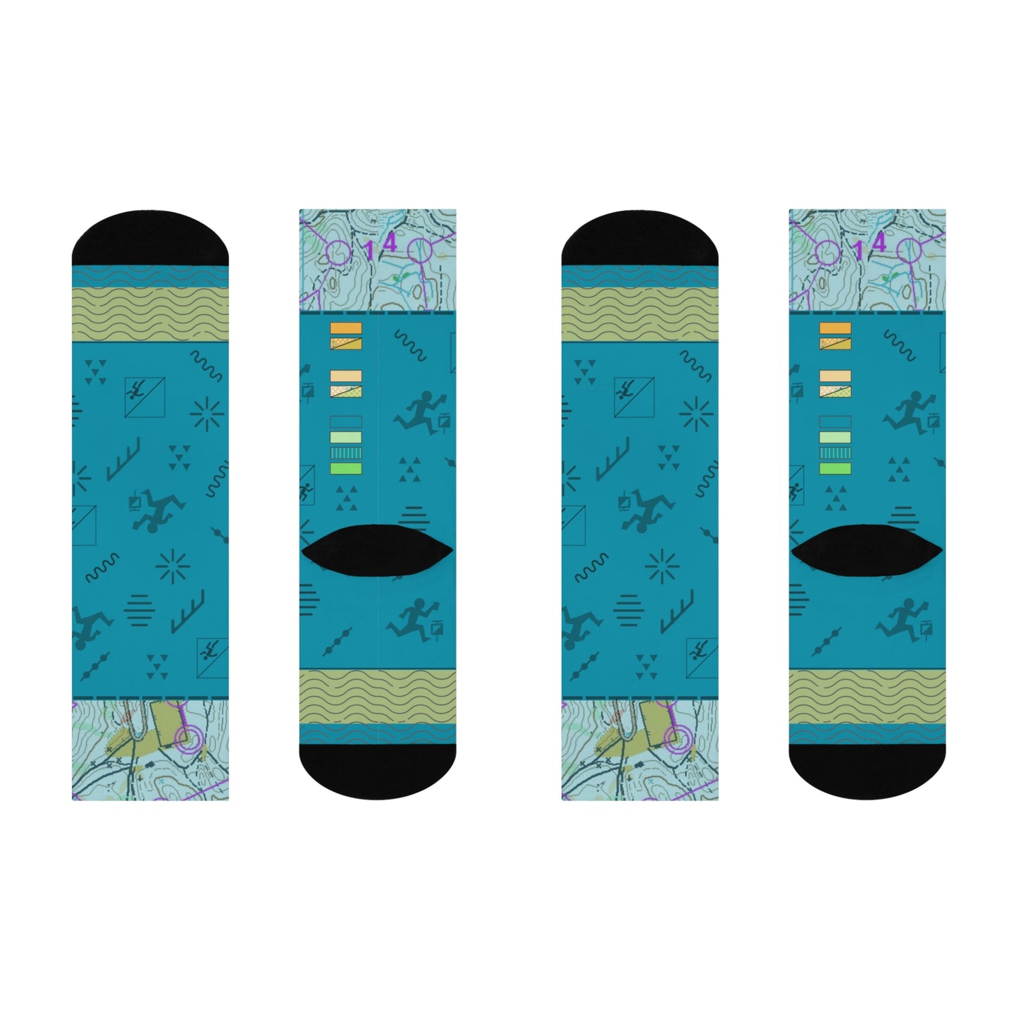 Orienteering Socks Map Symbols Unisex Adult Stretchy Mid Calf Original