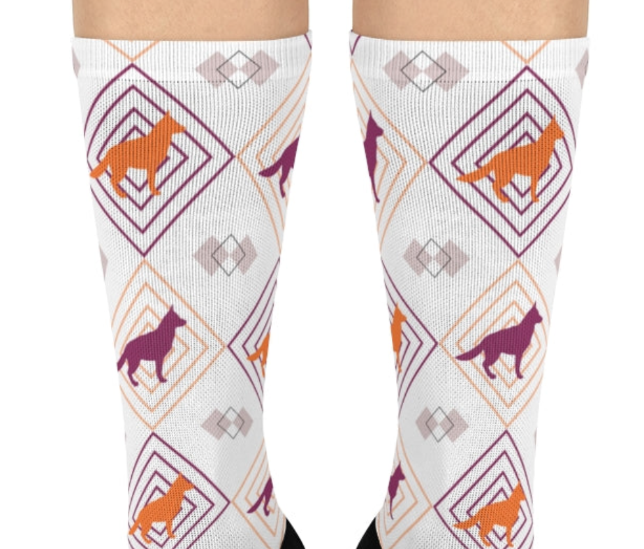 German Shepherd Crew Socks! magenta and pink preppy German Shepherds! great gift for men, women, and teens - The Dapper Dogg