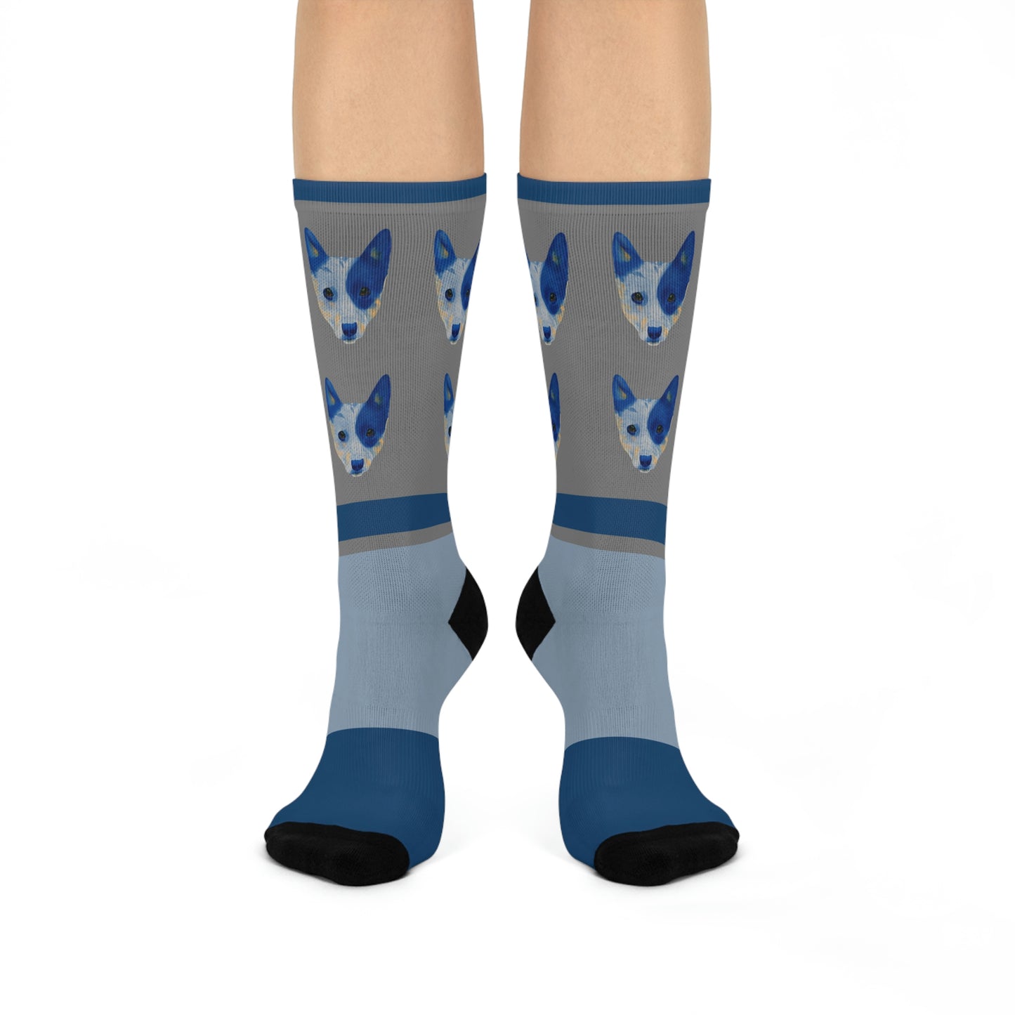 Queensland Blue Healer Socks, Blue Face