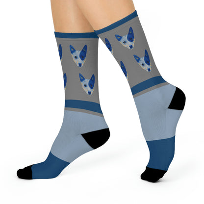 Queensland Blue Healer Socks, Blue Face