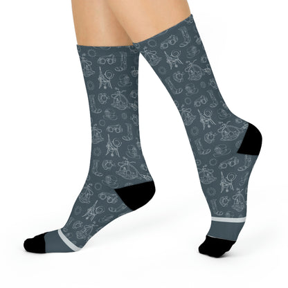 Steampunk Socks Slate Unisex Adult Stretchy Mid Calf Original