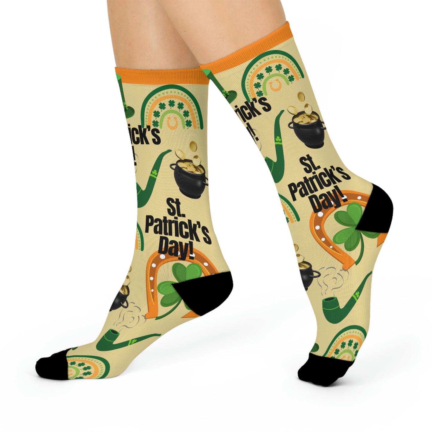 St. Patrick’s Day Socks Pot of Gold Unisex Adult Stretchy Mid Calf Original