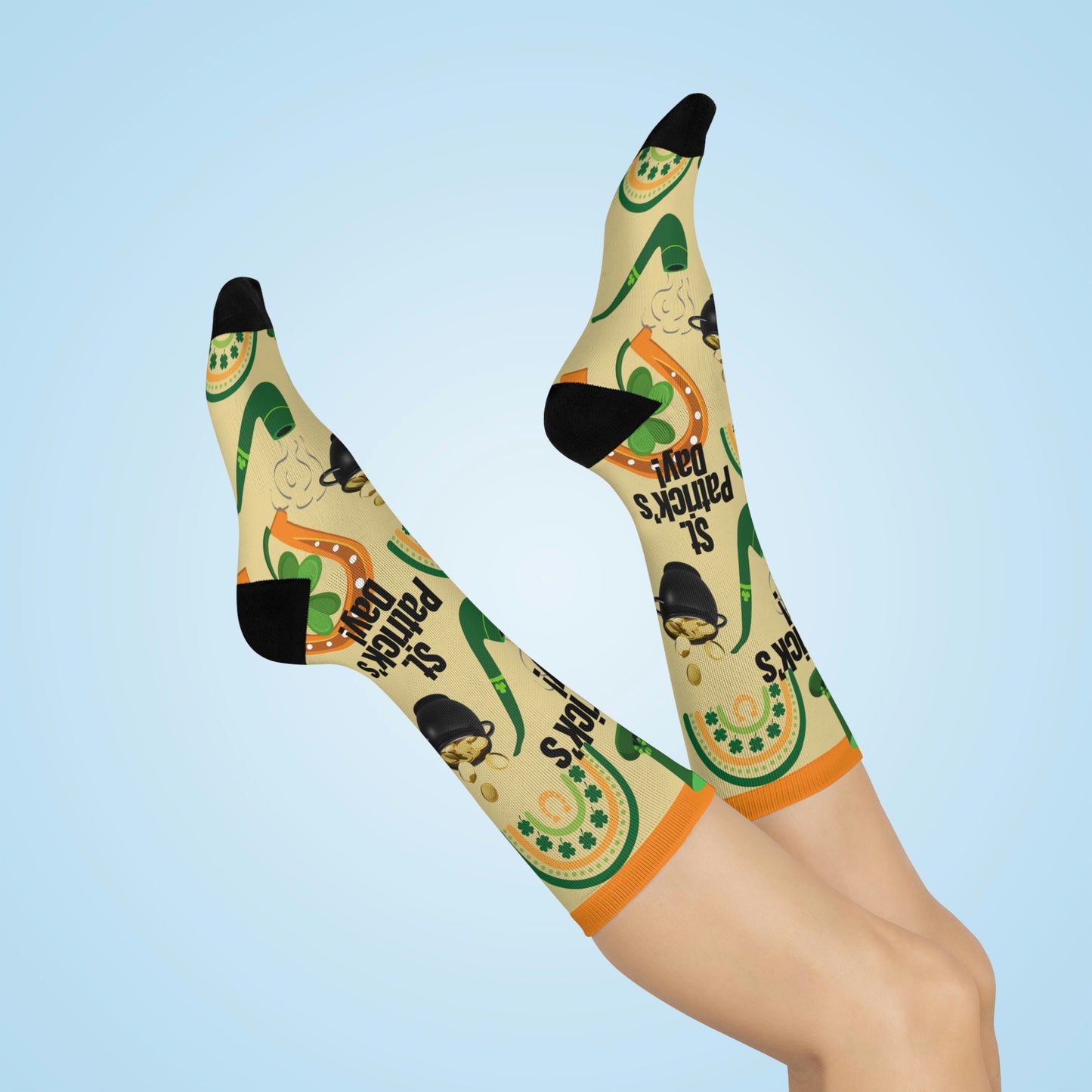 St. Patrick’s Day Socks Pot of Gold Unisex Adult Stretchy Mid Calf Original