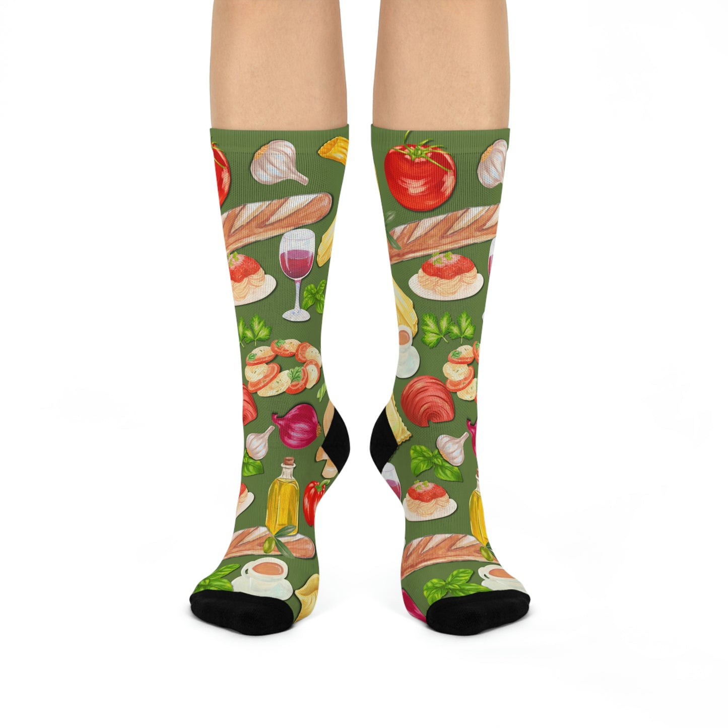 Italian Food Socks Mama Mia Unisex Adult Stretchy Mid Calf Original